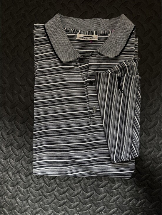 Slazenger Other - Vintage Slazenger Polo Shirt Mens XL Gray Striped 100% Cotton, Made In Hong Kong
